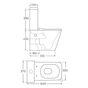 INODORO SUELO RIMLESS CUADRADO INOC01 TÉCNICO