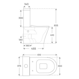 INODORO SUELO RIMLESS REDONDO INOR03 TÉCNICO