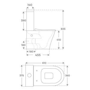 INODORO SUELO RIMLESS REDONDO NEGRO INOR04 TÉCNICO
